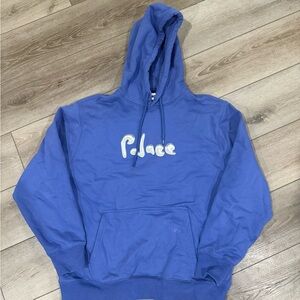 PALACE Blue Hoodie with White Logo